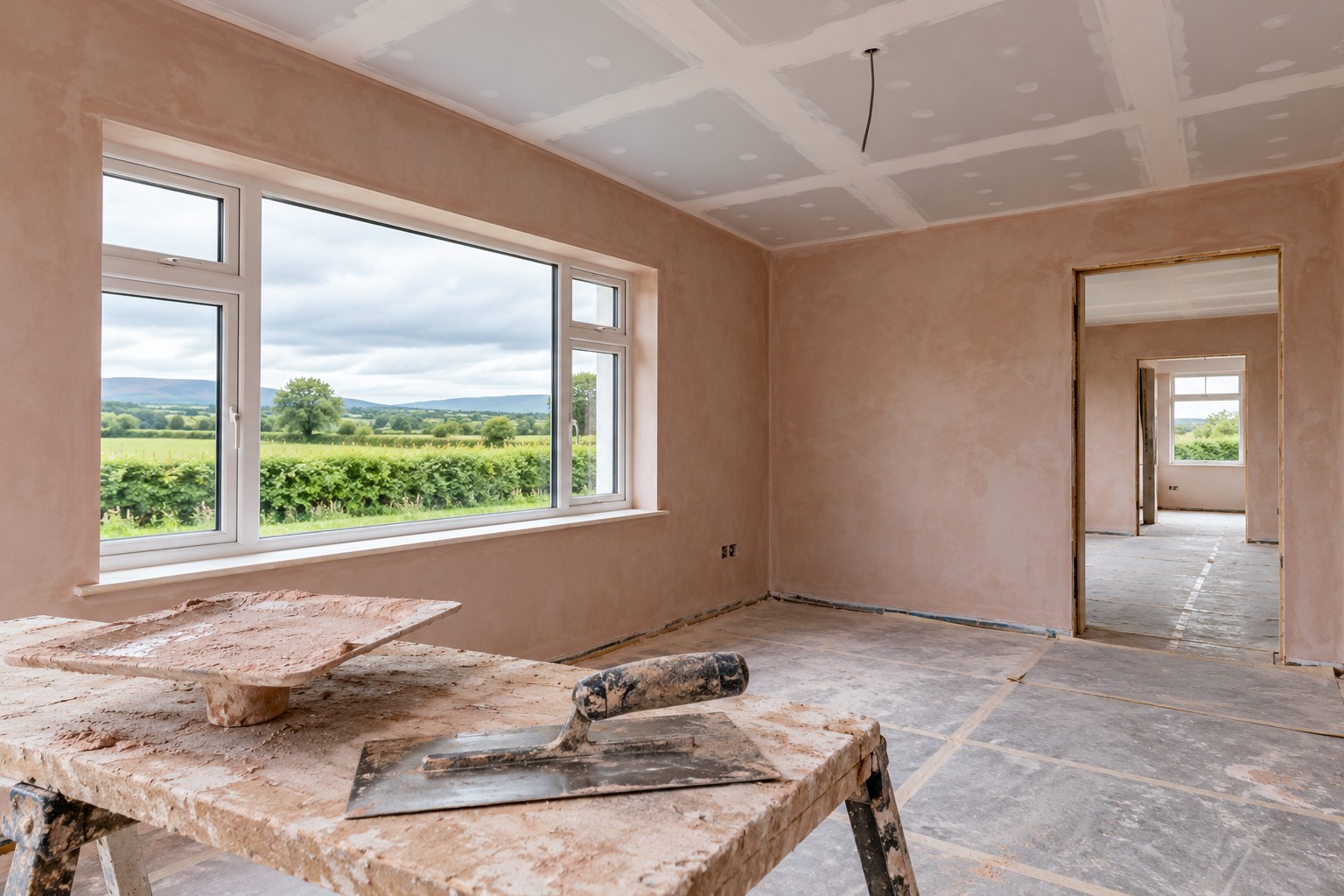 Internal wall plastering in a home
